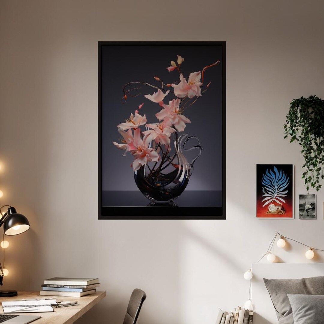 Blush Pink Floral Art Print | Sculptural Modern Vase Wall Decor ...