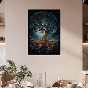 Cosmic Tree of Life Poster | Celestial Mystical Fantasy Art Print | Spiritual Universe Galaxy Wall Decor | Ethereal Surreal Visionary Art