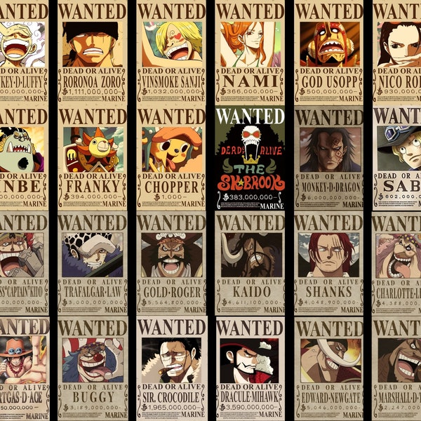 One Piece | Wanted Poster | T-shirt Print | Cup Printing | Pirates | Digital Download