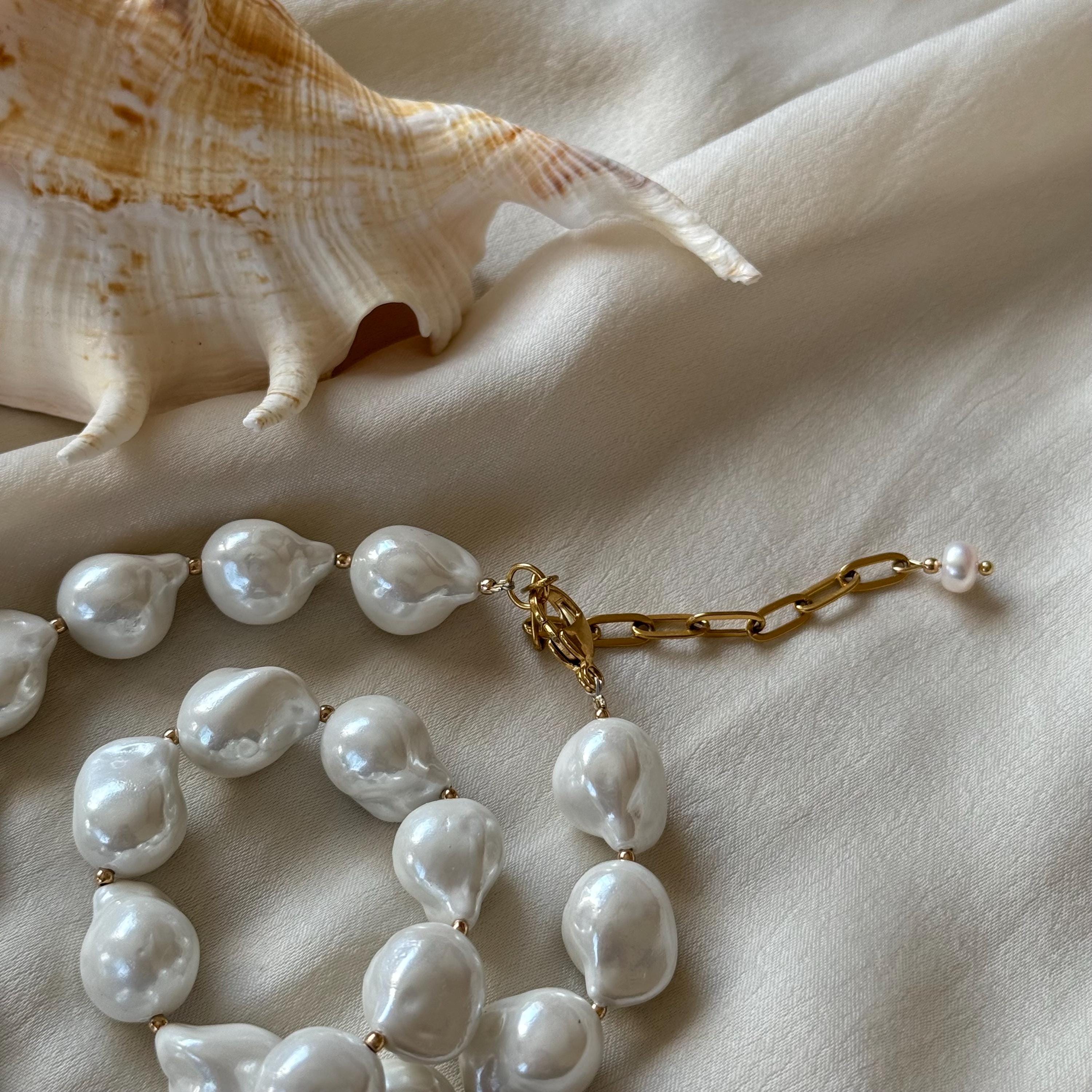 Chunky Baroque Pearl Necklace: Pearl Shell Bead Choker - Etsy