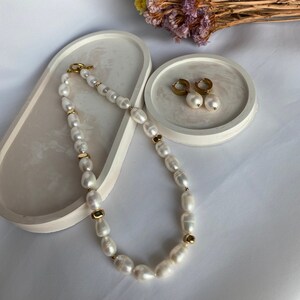 Wedding jewelry pearl set string of pearls necklace freshwater pearl necklace earings set Baroque Pearl choker chunky pearl necklace gift