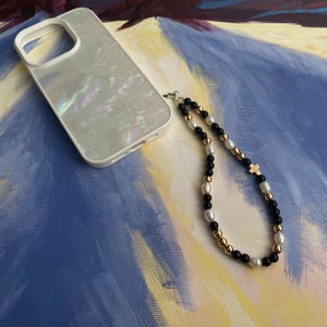 Schwarze Perlen Handyanhänger, Süßwasserperle Handyanhänger, Perle Handyanhänger, Perle Handykette, süße Handyanhänger, Handyanhänger, bestes Geschenk