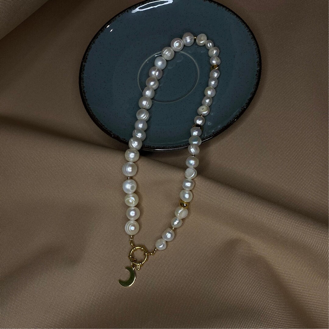 Dainty Mixed Pearl Necklace Gold Gold Pearl Choker Charm Etsy