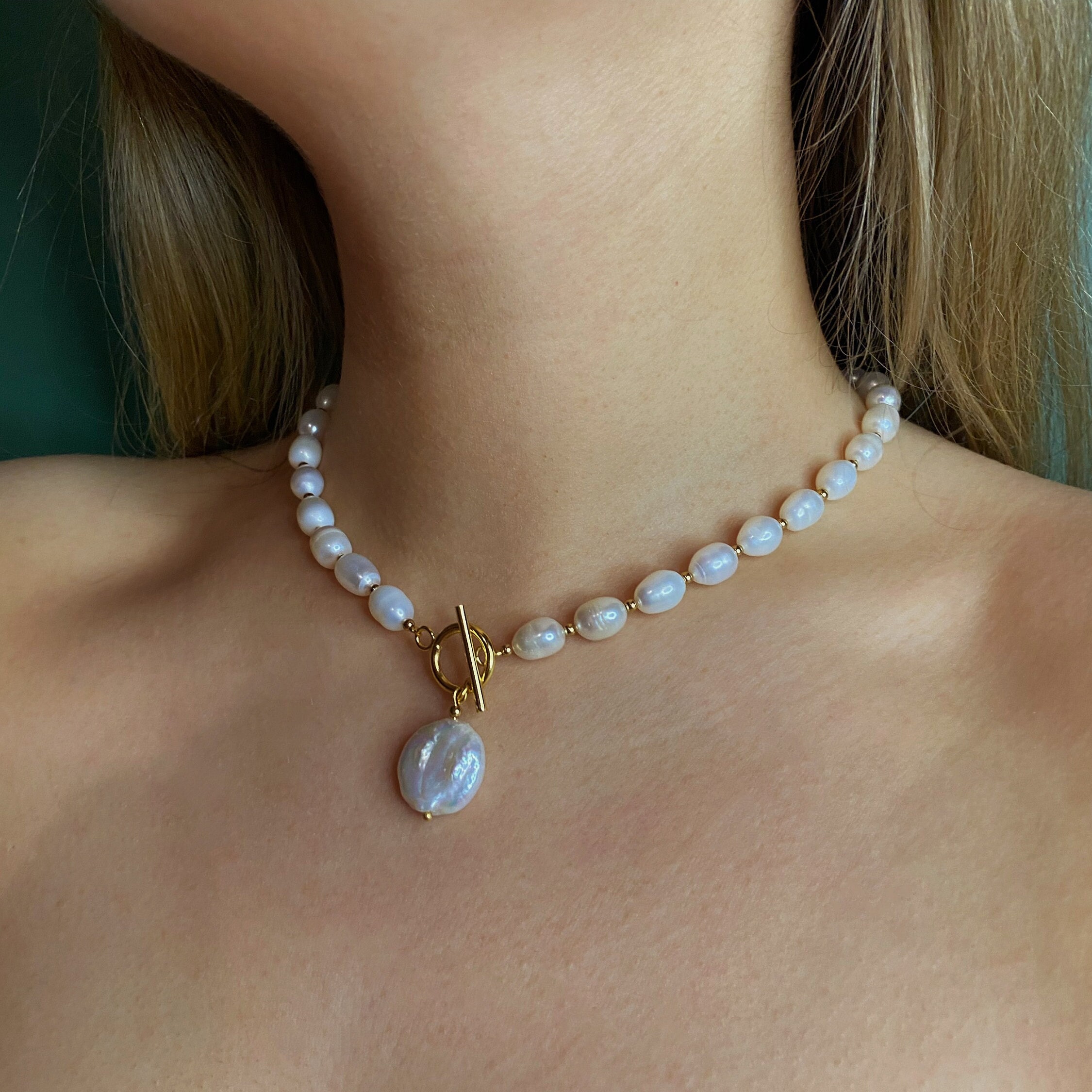 Coin pearl necklace - Rocks and Clocks