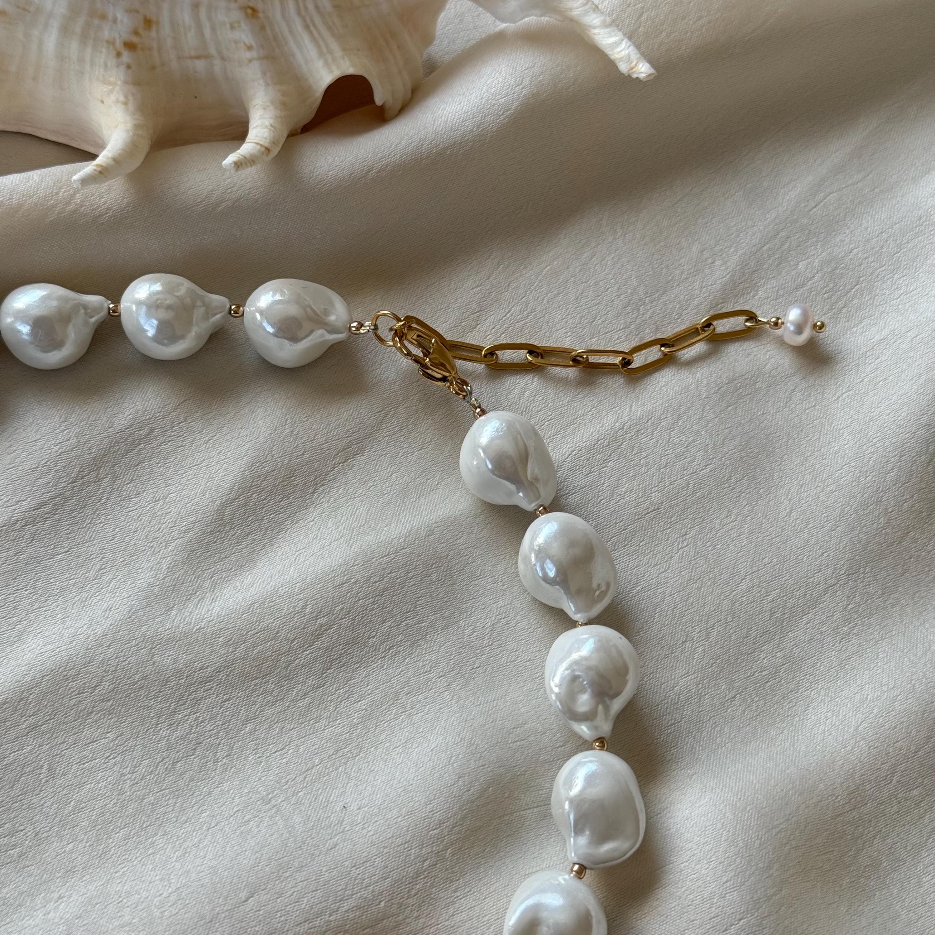 Chunky Baroque Pearl Necklace: Pearl Shell Bead Choker - Etsy