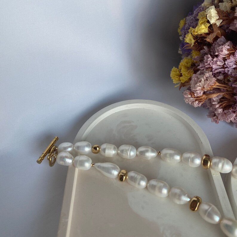 Wedding jewelry pearl set string of pearls necklace freshwater pearl necklace earings set Baroque Pearl choker chunky pearl necklace gift