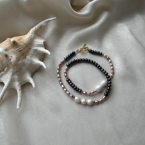 Pink Pearl Necklace, Colorful Pearl Necklace, Irregular Pearl Necklace, Multicolered Pearl Choker, Black Pearl Choker, Dainty Pearl Choker