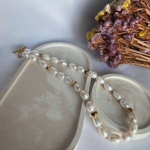 Wedding jewelry pearl set string of pearls necklace freshwater pearl necklace earings set Baroque Pearl choker chunky pearl necklace gift