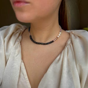 Black Pearl Necklace, Colorful Pearl Necklace, Irregular Pearl Necklace, Multicolored Pearl Choker, Pink Pearl Choker, Dainty Pearl Choker