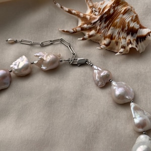 Large Baroque Pearl Necklace, Natural Baroque Pearl Necklace, Fireball Pearl Necklace, Chunky Baroque Pearl Necklace, Baroque Pearl Necklace