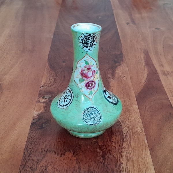 Vase posy antique, vase en porcelaine victorienne, vase chinois de boule de fleur antique, vase peint à la main vintage,