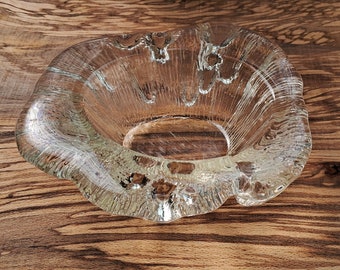 Blenko glass bowl, Blenko crystal bowl, Don Shepherd Melting Ice glass bowl, brutalist, 1970s, mid century, rare, gift.