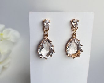 Wedding Crystal Drop Earrings, Wedding Drop Earrings, Bridesmaid Earrings, Stud earrings, Gift for her, Bridesmaid gifts