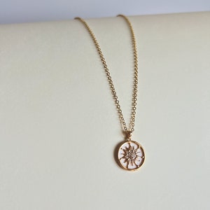 Sun pendant on gold chain, Gold Coin chain, Necklace coin Perl, Basic necklace chain image 7