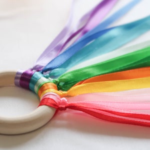 Montessori Ribbon Rings, Rainbow, multicolor