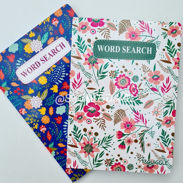 Squiggle Word Search Books  | Puzzle Books | Squiggle Floral Word Search | Travel Puzzle Book | Adult Puzzle Book