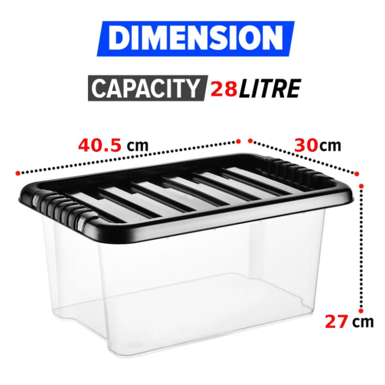 Clear Plastic Storage Boxes With Black Clear Transparent Lids Space