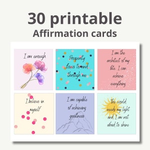 Positive Affirmation Card Deck, Vision Board Printables, Cards for Law of Attraction, Manifesting Kit, Self Care Printables, DIGITAL