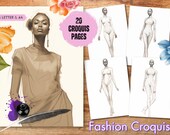 Printable Fashion Croquis, Designer Templates, Black Women Fashion Sketching, Fashion Guides, Coloring Pages