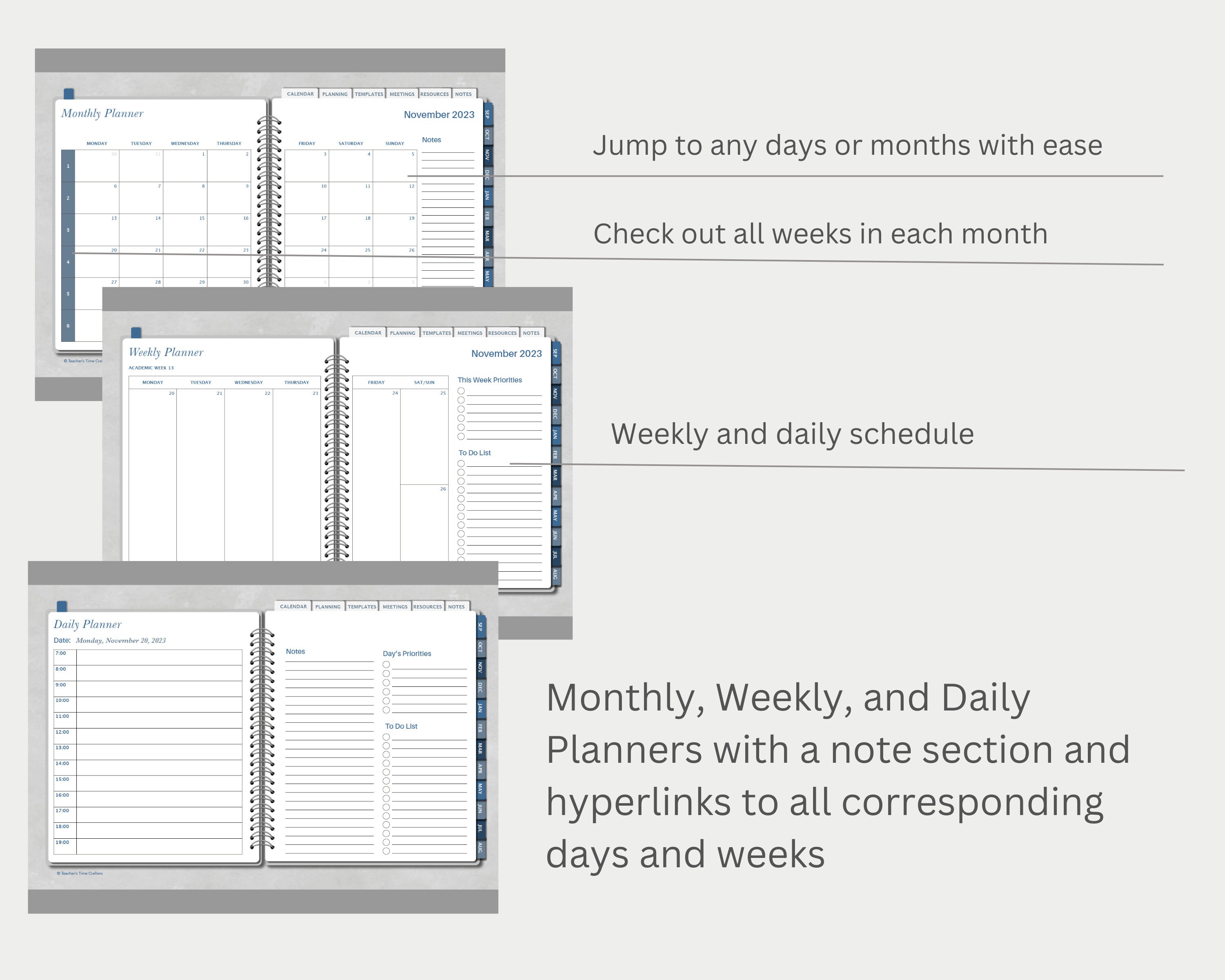 FE Teacher 20232024 Digital Academic Planner Blue, Goodnotes
