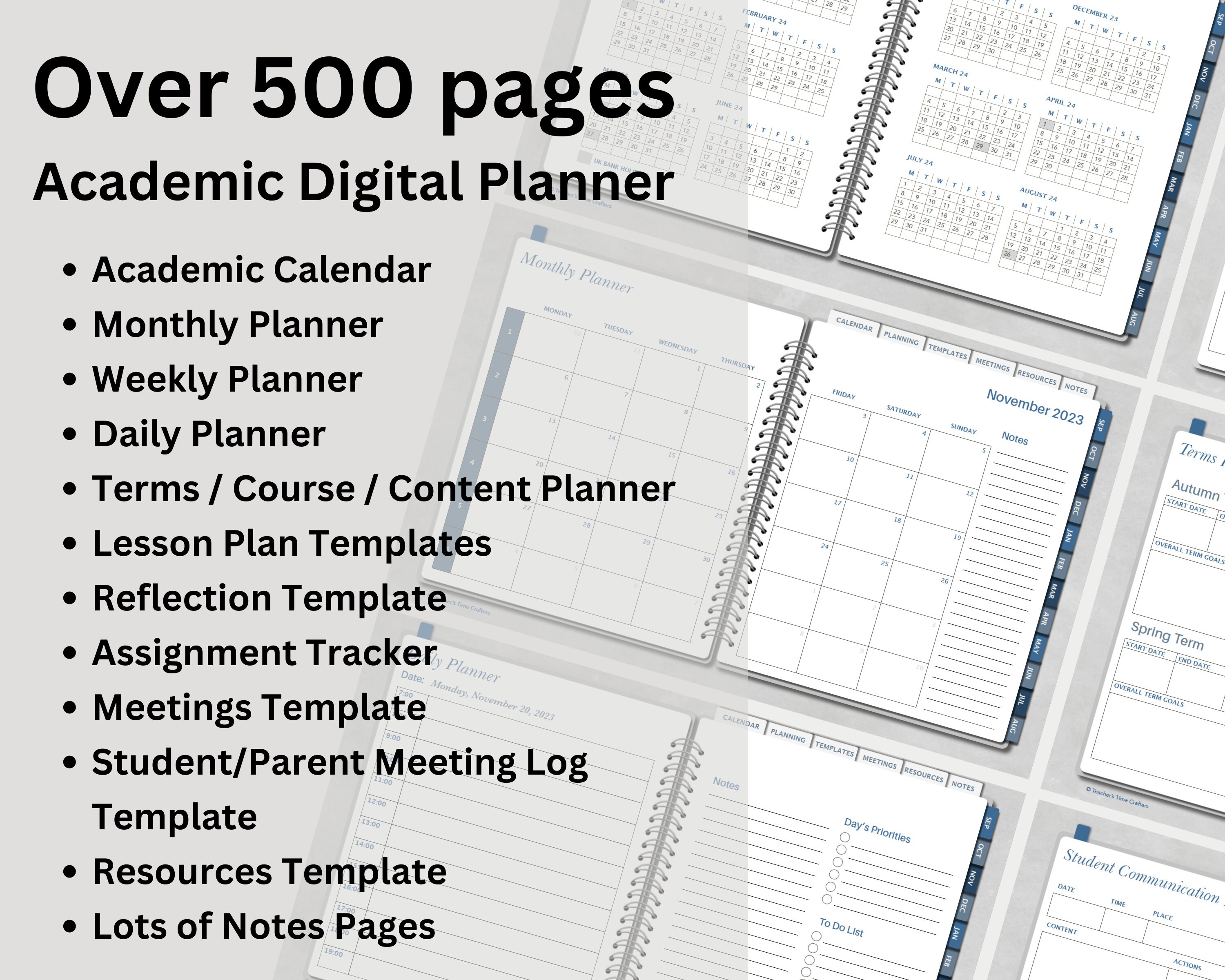 FE Teacher 20232024 Digital Academic Planner Blue, Goodnotes