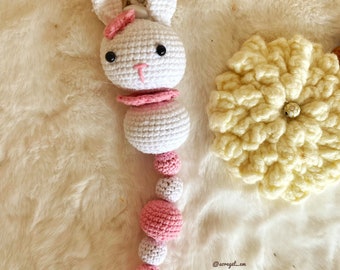 Crochet PATTERN Pacifier clip Bunny, Amigurumi pattern, PatternPDFEnglish. Amigurumi crochet pattern,Digital download, Easy crochet pattern.