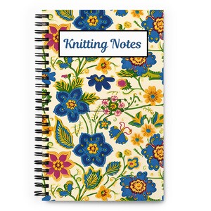 Floral Knitting Notes Spiral notebook. Plan / track your knitting projects. Knitting Journal. Craft Diary. Yarn Lover Gift. Hobby Gift