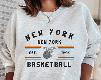New York Vintage Basketball Sweatshirt, New York Retro Style Crewneck, Knicks Fan Gifts, New York Knicks Tshirt, Cute Game Day Knicks Shirt