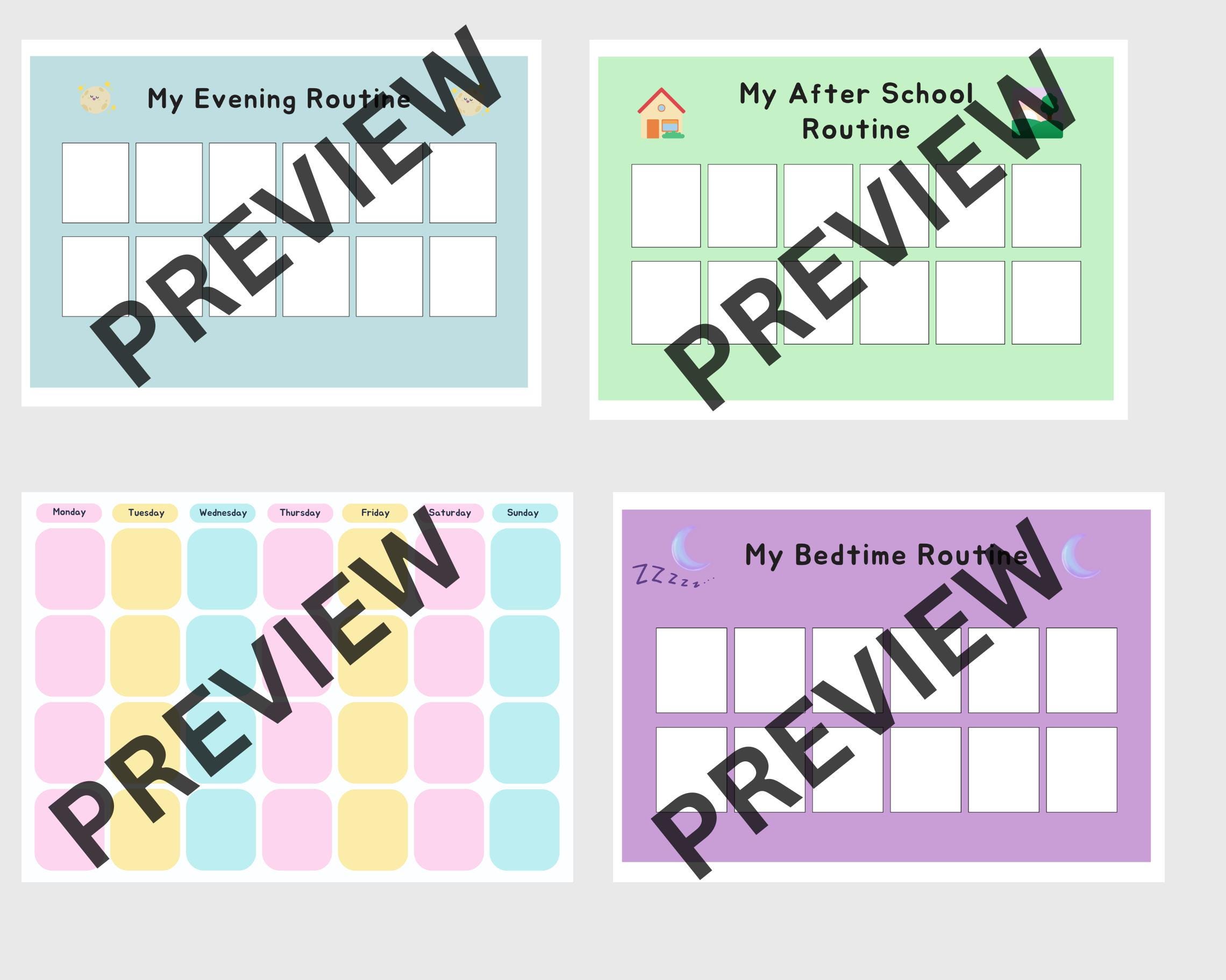 Visual Schedule Printable | Autism Routine Cards, Meal Planner (digital ...