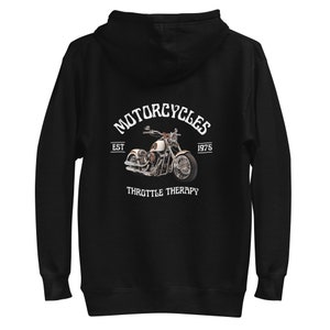 Unisex Premium Soft and Cosy Hoodie with Motorcycle Graphic on Back
