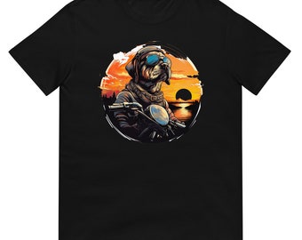 Short-Sleeve Unisex T-Shirt with Cool Biker Dog Art Graphic