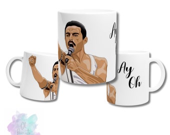 Rami Malek Freddie Mercury Mug, Bohemian Rhapsody Print, Gifts for Dad, Freddie Fans, Boyfriend Gifts, We Are the Champions, Fathers Day Mug