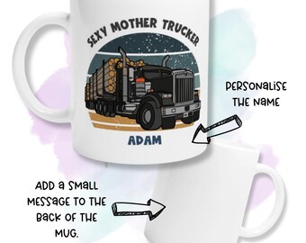 Sexy Mutter Trucker Tasse, lustige Trucking Geschenke für Papa, personalisierte Trucker Tasse, LKW-Fahrer Geschenke, Big Rig Fahrer, coole Geschenke für Papa.