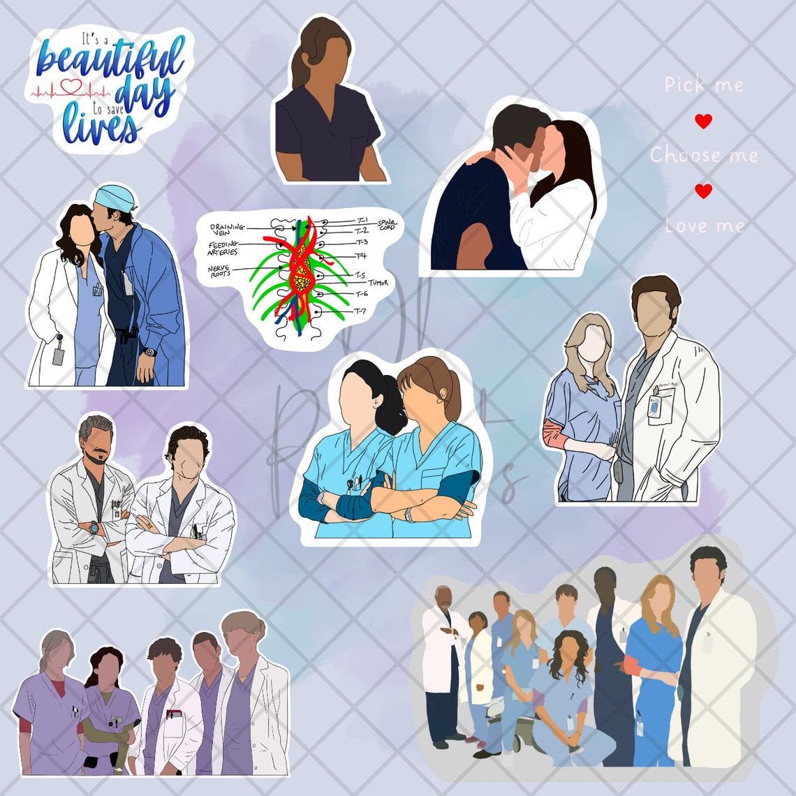 PNG Greys Anatomy Sticker Bundle | Digital Stickers | Cricut ...