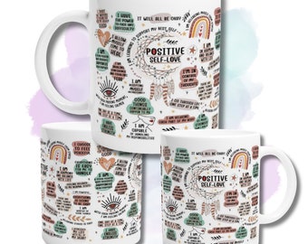 Positive Self-Love Mug || Boho Print Mug || Her Coffee Mug || Mental Health Mugs || Self Love Prints || Self Love Gifts || Positive Quotes.