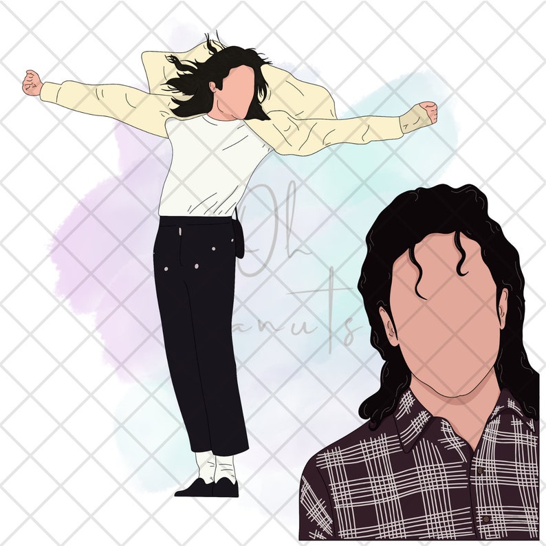 May include: Digital illustration of a person in a white shirt, black pants, and a light yellow jacket with arms outstretched. A second illustration shows a close-up of the person's face and a plaid shirt. The background has a watercolor effect.