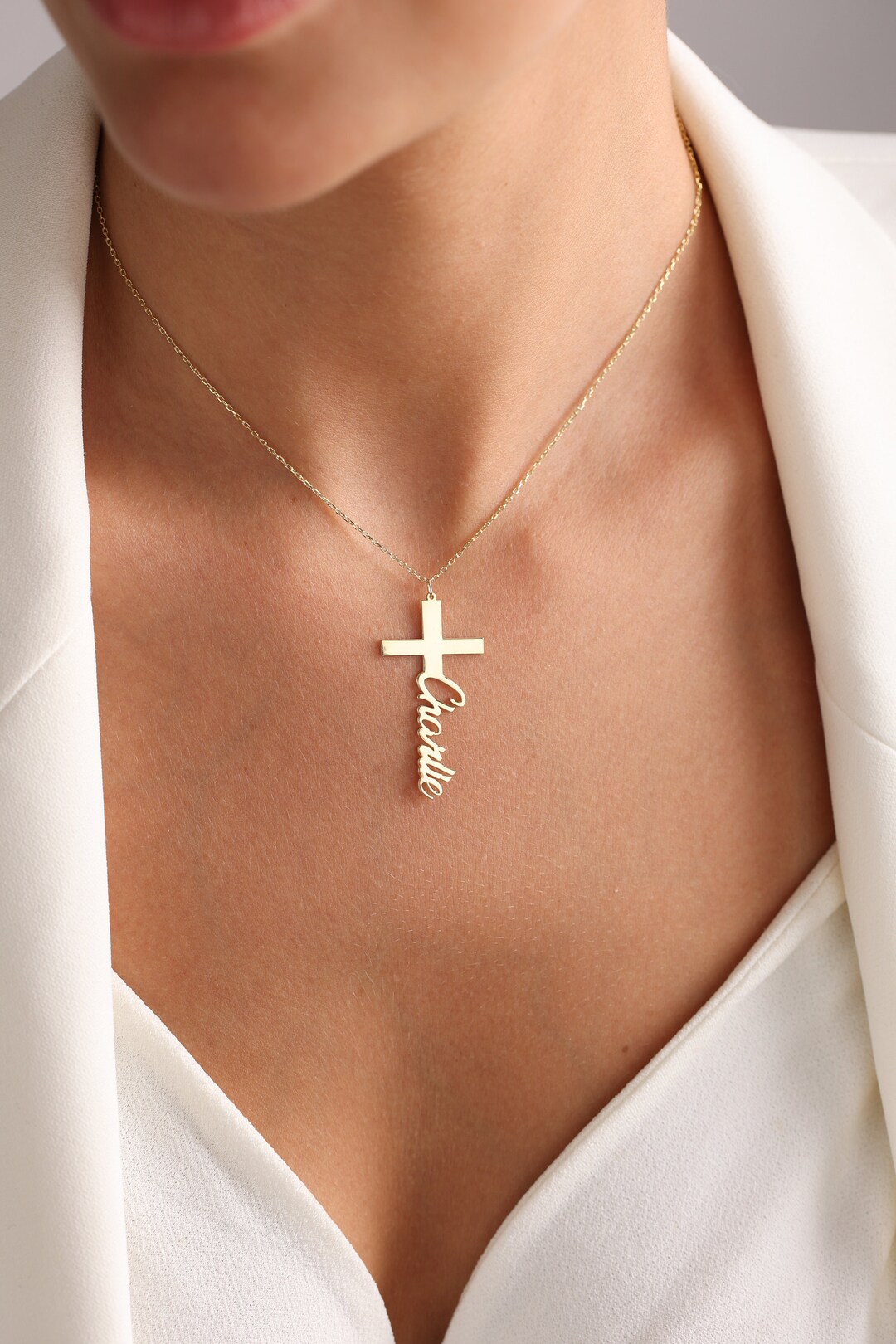 Personalized Cross Necklace, Name Cross Necklace, Custom Cross Necklace