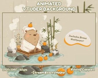 4x Animated Stream Relaxing Capybara Stream Screens, Streamer Overlays