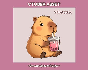 VTUBER Pet Chill Capybara , Kawaii Animal , Twitch Streamer Decoration , Props , Accessory , Ready to Use , Instant Download , Stream Pet
