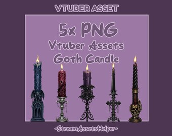 5x Goth Candle VTuber Assets, Vampire Desk Props (PNG Download)