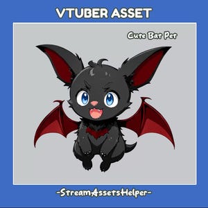 VTUBER Pet Cute Bat Asset / Kawaii Monster / Dekoracja Streamer / Chibi / Rekwizyty / Akcesoria / Gotowe do użycia / Natychmiastowe pobranie / Słodki