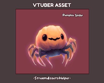VTUBER Pet Pumpkin Spider Asset , Cute Monster , Halloween , Stream Decoration , Props , Accessory ,Instant Download , Twitch Accessory