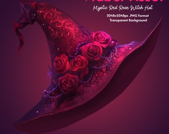 Witch Hat Vtuber Stream Decoration for Vtube Streamer, Halloween Elements, Red Twitch Assets, Spooky Goth, Costume Accessory, Wizard