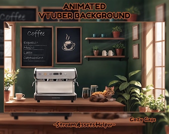 VTUBER Background Cozy Cafe, Lofi Screen,  Stream Assets, Perfect Loop, Vtuber Background, Cozy Stream, Animated Asset, Daylight