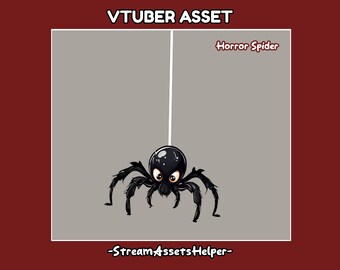 VTUBER Pet Horror Spider Asset , Goth Monster , Halloween , Stream Decoration , Props , Accessory , Ready to Use , Instant Download , Black