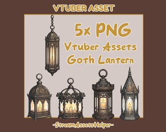 5x Goth Lantern VTuber Assets, Vtube streaming assets Vtubing Streamer (PNG Download)