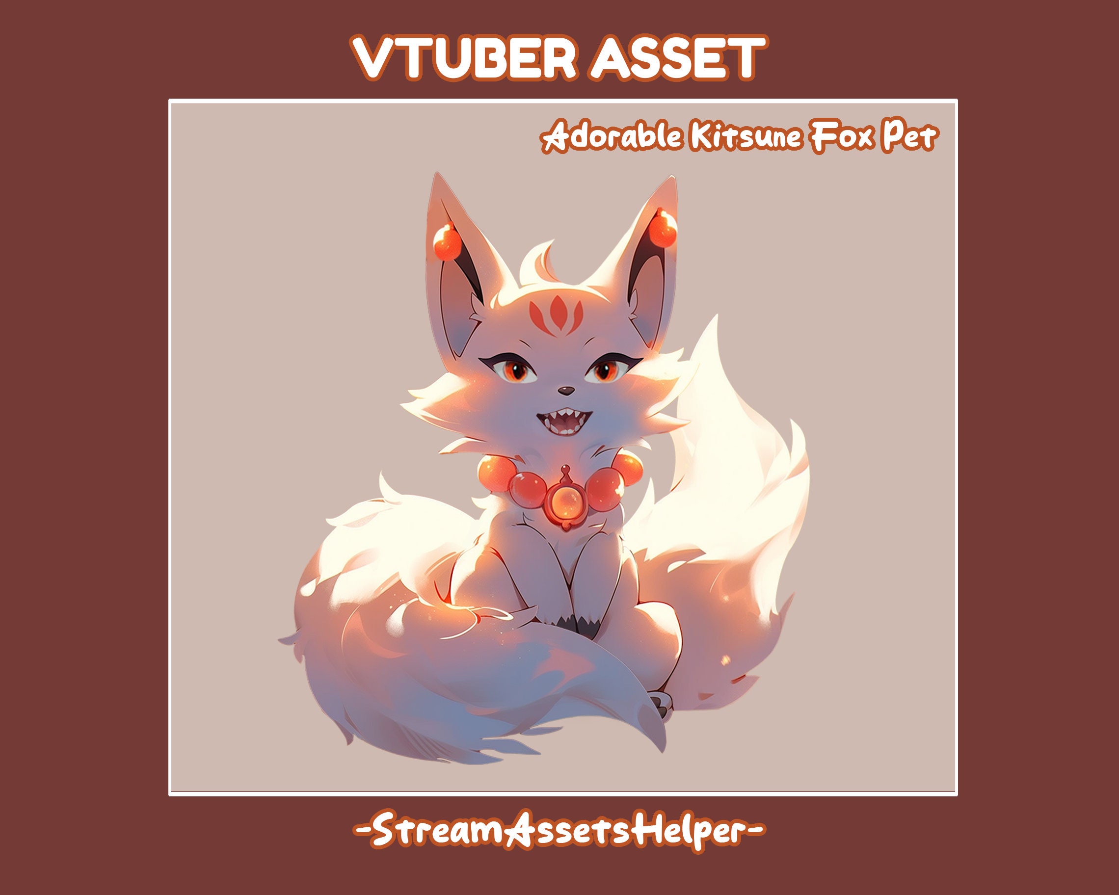 VTUBER Pet Cute Kitsune White Fox Kawaii Animal (Instant Download) Etsy