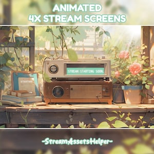 4x Animated Stream 90s Lofi Radio Stream Screens / Aesthetic / Streamer Overlays /Miami Vibe / Brown / Chill / Twitch / BRB Screen