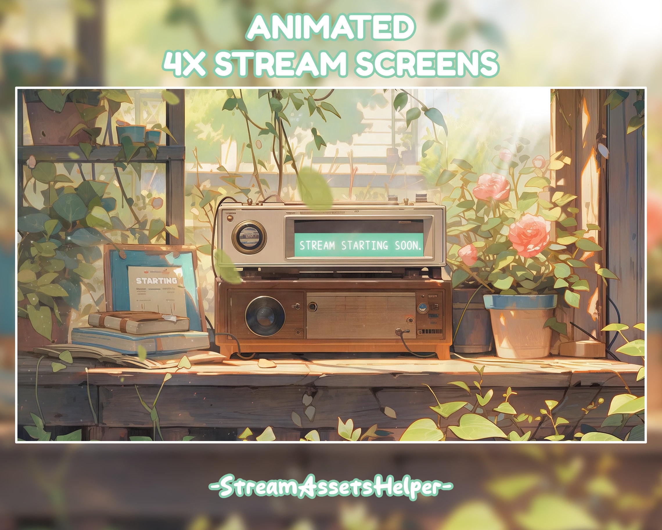4x Animated Stream 90s Lofi Radio Stream Screens / Aesthetic / Streamer Overlays /Miami Vibe / Brown / Chill / Twitch / BRB Screen