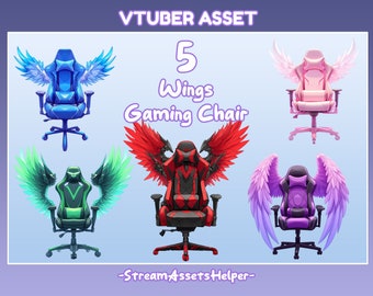 VTUBER Assets Bundle - Wings Gaming Chair - Accessory - Stream Decoration - Cute Vtuber Desk - Angel Wing - Pink - Purple - Blue - Red